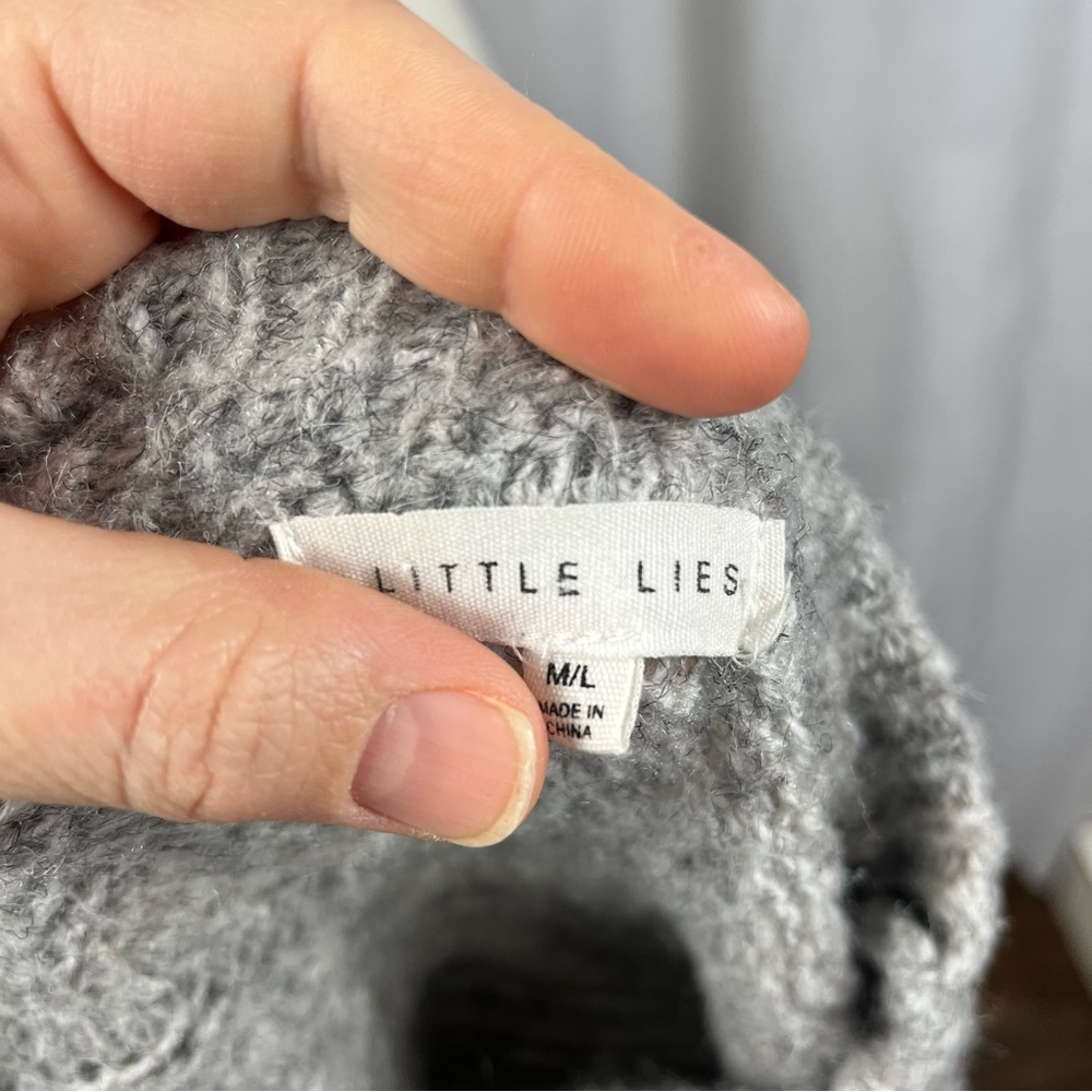 Little Lies Gray Crewneck Sweater. - Picture 7 of 10